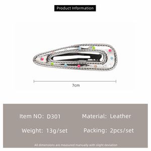 2 pezzi Premium in pelle PU forcine per capelli da donna accessori per capelli dolce goccia olio Spot stella cuore amore argento fermagli per capelli all'ingrosso - Product Image 6
