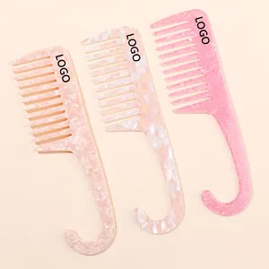 MiDairy CUSTOM LOGO COLOR Handle with Hook can be hung on the wall hair comb wide tooth shower combs for women 890074