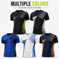 Kaos Latihan Basket Pria Custom, Cepat Kering, Motif Geometris Segitiga, Kerah Bulat, untuk Klub Basket dan Latihan Harian