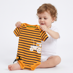 Combinaison pour bébé et tout-petit unisexe en fibre de bambou et élasthanne avec un design à volants, fermeture à boutons pression, manches courtes, vêtements d'été - Product Image 1