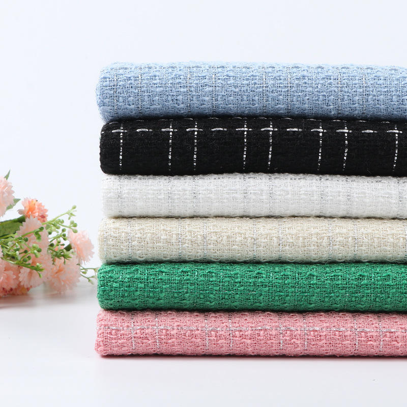 Autumn Winter Women's Woolen Tweed Fabric For Coat Stripe Jacquard Eco-friendly Organic Use For Bags And Shoes