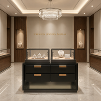 Comptoir de présentation de bijoux personnalisé avec éclairage LED et vitrine en verre pour boutique de bijoux de marque, distributeur et design d'intérieur