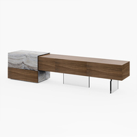 Table TV en métal au design moderne avec marbre naturel et enceintes intégrées pour salon, mobilier de maison