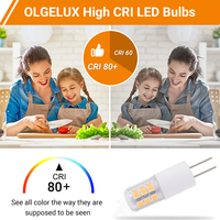 Bombilla LED G4 de araña, 2W, 250LM, equivalente a halógeno de 20W, el más nuevo estándar ERP EMC, Clase E Energy, sin parpadeo