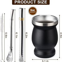 DAJI HYDRO 4oz 8oz Tasse à thé Yerba Mate en acier inoxydable isolée à double paroi avec paille Bombilla Tasse Yerba Mate Gobelet à poignée