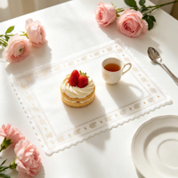 Napperon rectangulaire en papier semi-transparent imprimé feuilles dorées festonnées, absorbant l'huile alimentaire, pour table de desserts occidentaux