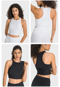 Soutien-gorge de sport à bretelles larges croisées dans le dos pour femmes avec rembourrage amovible - Product Image 5