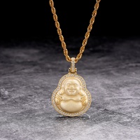Hip Hop bijoux 2022 glacé cubique Zircon diamant plaqué or laboratoire maille polissage bouddha pendentif pour hommes