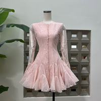 Vestido Mini de Manga Larga Abullonada con Encaje en la Cintura, Estilo Francés Sexy para Mujer, Nuevo Modelo de Verano 2026