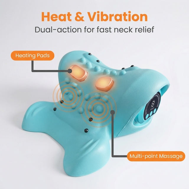 Neck Massager with Heat Electric Shoulder Cervical Massage for Deep Tissue Massage Pillow Heated Neck Stretcher
