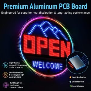 <b>LED</b> Open <b>Sign</b> 16x16 Round Ultra Bright With Timer App Remote Control Welcome Display For Bar Office Promotion - Product Image 6