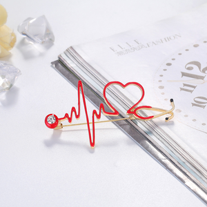 चिकित्सा श्रृंखला छाती फूल मिश्र धातु एनमेल ब्रोच महिलाओं के इलेक्ट्रोकार्डियोग्राम ड्रिप तेल ब्रोच नर्स डॉक्टर बैज - Product Image 2