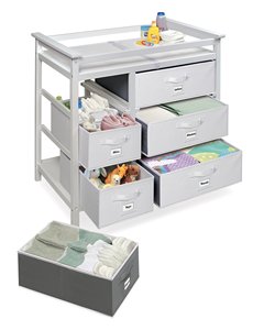 Table à <span class=keywords><strong>langer</strong></span> pour bébé <span class=keywords><strong>blanche</strong></span> moderne de bonne qualité exportée avec 6 tiroirs de rangement et coussin Autres meubles pour enfants - Product Image 1