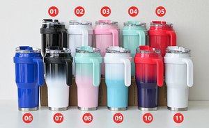Vente en gros 40oz flacons isolés en acier inoxydable à double paroi gobelet sous vide avec poignée et paille - Product Image 6