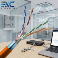 Kabel Ethernet EXC High Speed Cat5e FTP 305m/Roll Kabel LAN Terproteksi untuk Pengkabelan Kantor Dalam Ruangan