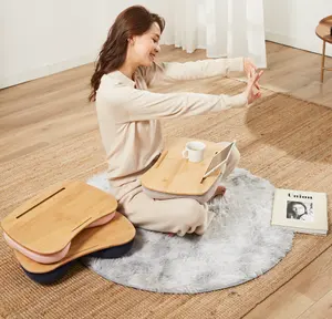 Multifunctional Bamboo Laptop Desk Soft Table With Bottom Cushion Ipad Holder Pillow Cushion