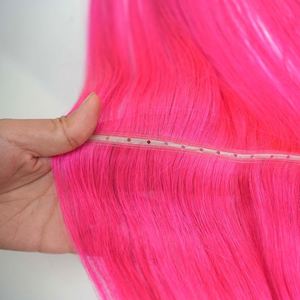 ผมต่อแบบสกินเวฟท์ Genius Brazilian เกรด 12a  ไม่พันกัน 100% เวอร์จิ้น เรมี่ แท้ น้ำหนัก 50 กรัม สีชมพู รุ่น Pink Butterfly Wefts - Product Image 1