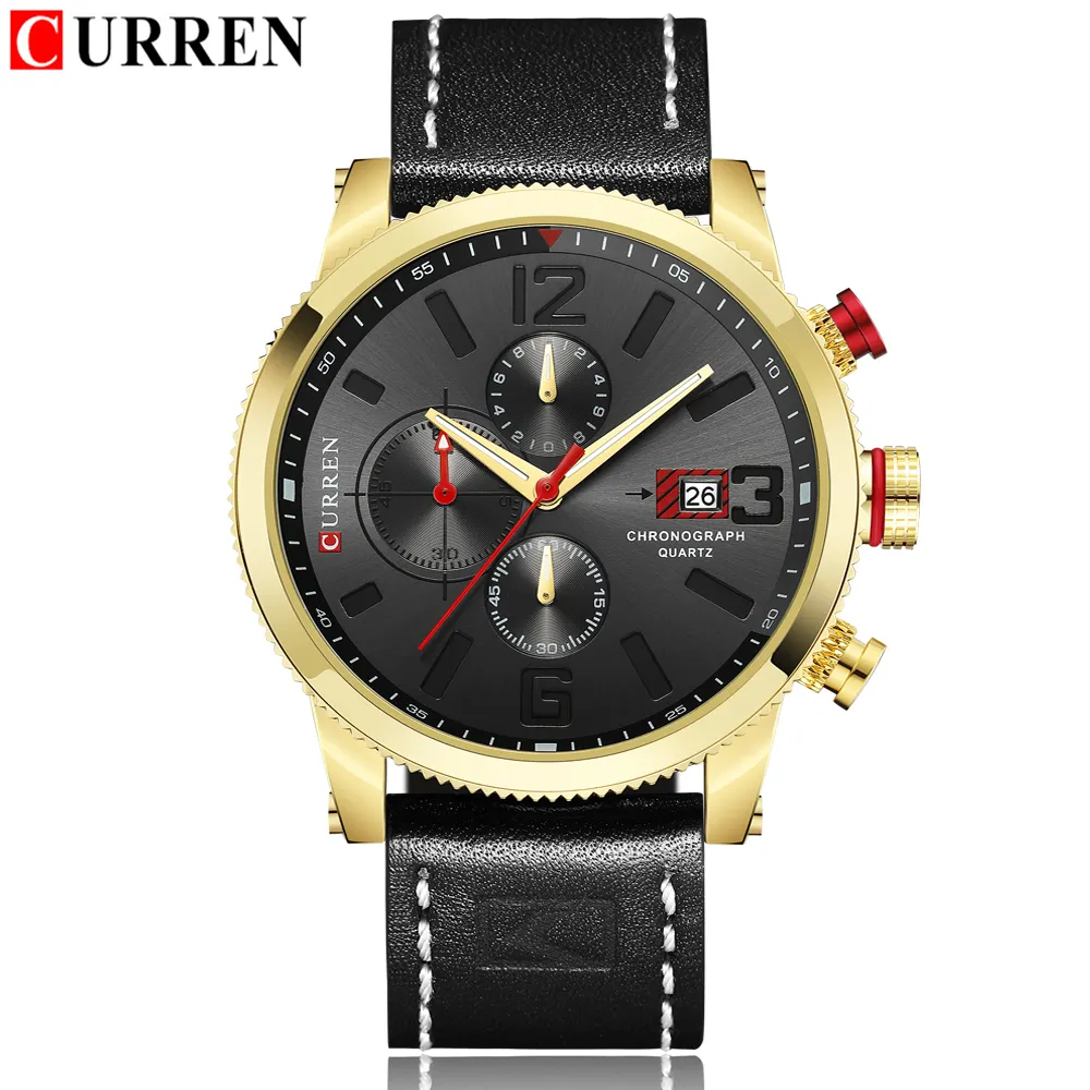 CURREN 8281 Relogio Masculino Relojes para hombre Reloj de pulsera deportivo militar Reloj de cuarzo de cuero