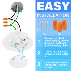 Lámpara LED con Sensor de Movimiento PIR para Armario, de Techo, 6 Pulgadas, Cableada, 5CCT, Conmutable, con Certificación ETL, Resistente al Agua - Product Image 6