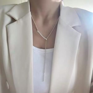 Collar de Cadena Geométrica de Plata de Ley S925, 60 cm de Largo, Diseño Minimalista para Mujer, Accesorio de Moda Otoño Invierno - Product Image 2