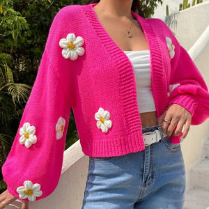 Nouveau pull coloré à petites fleurs de style européen et américain pour femmes, pull en tricot à broderies lourdes pour femmes - Product Image 3