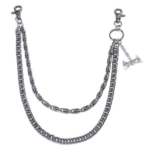 Double Layer Gunmetal Tomahawk Waist <b>Chain</b> Men's Hip Hop Punk Style Jeans Accessory Tibetan Silver Daily Wear - Product Image 5