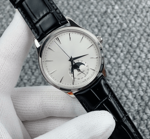 Men's <b>Automatic</b> Mechanical Dress Watch with Moon Phase Calendar Leather Strap Polished Stainless Steel Case for Formal and Daily - Product Image 2
