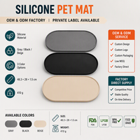 Tapis d'alimentation pour animaux de compagnie en silicone, imperméable, ovale, avec rebord surélevé pour chiens et chats, protection du sol pour les baveurs