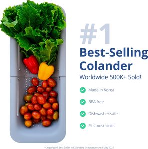 Panier égouttoir pliable et extensible en <span class=keywords><strong>plastique</strong></span> pour évier, résistant au lave-vaisselle, idéal pour légumes, pâtes cuites et plats secs - Product Image 4