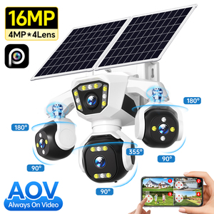 Caméra <span class=keywords><strong>de</strong></span> sécurité solaire 4G à 4 objectifs 16MP, caméra <span class=keywords><strong>de</strong></span> <span class=keywords><strong>surveillance</strong></span> extérieure <span class=keywords><strong>sans</strong></span> <span class=keywords><strong>fil</strong></span> PTZ CCTV avec suivi automatique, vision nocturne, IP66, pour ferme - Product Image 1