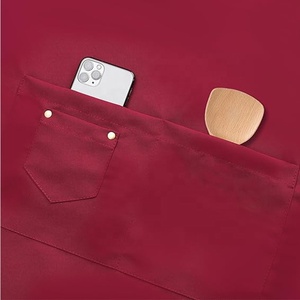 Delantal <span class=keywords><strong>de</strong></span> Cocina Ajustable Rojo con Logotipo Personalizado <span class=keywords><strong>de</strong></span> Fábrica para Mujeres y Hombres, con Tres Bolsillos, para Servidores, Artistas, Chefs y Salones <span class=keywords><strong>de</strong></span> Uñas - Product Image 5