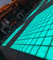 Lampu bata Panel bercahaya badan kaca berubah warna lampu pernikahan lantai dansa cermin LED 3 dalam 1 RGB Abyss portabel Populer