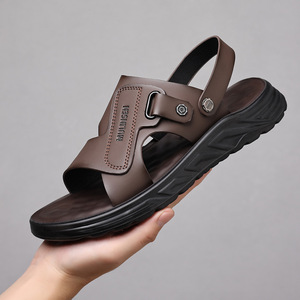 Men's <b>Shoes</b> Summer Outdoor Beach flat Sandals PU Leather Upper Lightweight Cushioning Walking Casual <b>Shoes</b> Non-slip men <b>shoes</b> - Product Image 1