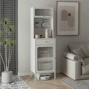 Mueble de Almacenamiento para Robot Aspirador con Puertas de Vidrio, Mueble Moderno para el Hogar, Organización para Sala de Estar/Apartamento - Product Image 1