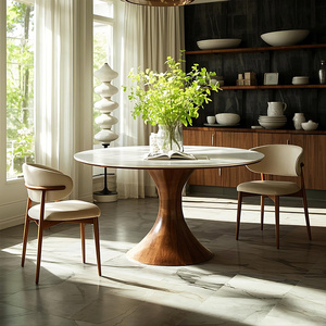 Bắc Âu phong cách cổ xưa Walnut Rock tấm bàn ghế thiết lập hiện đại Thiết kế đơn giản cho hộ gia đình nhỏ bàn ăn Bắc Âu - Product Image 1