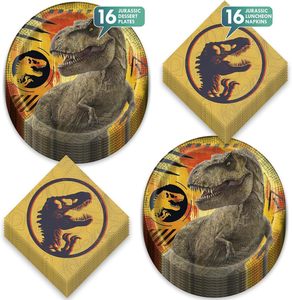 Vente chaude de serviettes en <span class=keywords><strong>papier</strong></span> jetables sur le thème des dinosaures fêtes d'anniversaire décoration de fête de vacances ensemble de vaisselle - Product Image 1
