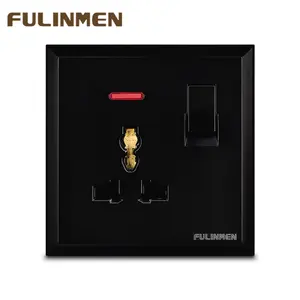 FULINMEN通用13a多插头开关插入的黑色开关和插座英国