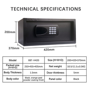 XBT XBT-H420 Electronic Digital <b>Lock</b> Commercial Hotel Safe Deposit <b>Box</b> Cold Rolled Steel 3-6 Digit Combination - Product Image 3