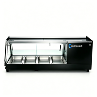 Vitrine à sushi réfrigérée à double température avec affichage LED, en acier inoxydable courbé, porte en verre trempé, verrouillable, pour comptoir commercial