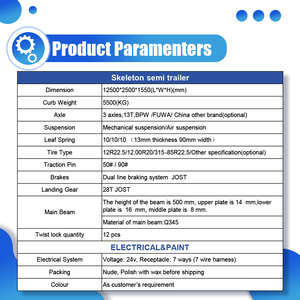 Chất lượng cao 3 trục 2 Trục khung xương 40ft <span class=keywords><strong>container</strong></span> Giao thông vận tải bán <span class=keywords><strong>Container</strong></span> xe tải Skeleton Trailer bán - Product Image 3