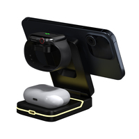 Chargeur sans fil magnétique pliable 3-en-1 15W OEM en gros pour iPhone/Android, Apple Watch et écouteurs