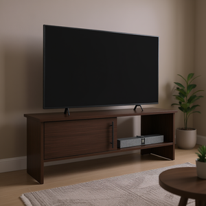 Mueble para TV Trenton de 1 puerta y 1 estante, roble oscuro, muebles modernos para sala de estar, compatible con televisores de 65 pulgadas en adelante, estante de madera MDF con montaje en el suelo - Product Image 2