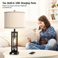 Lampe de table personnalisée à double port USB avec LED à intensité variable, protection oculaire, corps en fer, lumière de bureau de luxe, intérieur moderne, hôtel, simple, AC