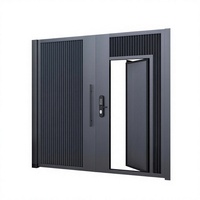 Porte verticale en aluminium thermolaqué anti-corrosion et antirouille, robuste, pour entrée extérieure de villa de luxe