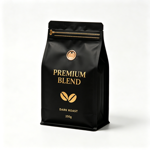 ถุงกาแฟแบบตั้งได้สีดำ พร้อมซิปล็อคและวาล์วทางเดียว แบบพิมพ์ลายตามสั่ง - Product Image 3