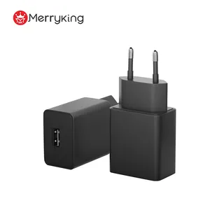 Merryking pengisi daya dinding perjalanan, adaptor pengisi daya USB 5v 1a port USB-A tunggal ROHS CE EMC disetujui blok Charger Dinding EU 5V 2A