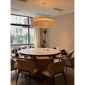 Modern Chinese Style Chandelier Round White Led <b>Light</b> 50cm 60cm 80cm Diameter Zen Design For <b>Dining</b> Room Living Room - Product Image 1