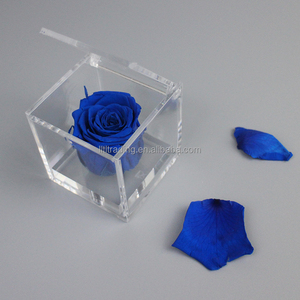 Caja de rosas rectangular al por mayor con tapa abatible caja de joyería cuadrada de rosas de flores eternas presenta PS molde San Valentín caja rosa - Product Image 5