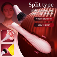 Mini vibromasseur discret en forme de pinceau de maquillage - Masseurs personnels, pinceau de maquillage 2 en 1 et stimulateur clitoridien G-Spot, jouets sexuels