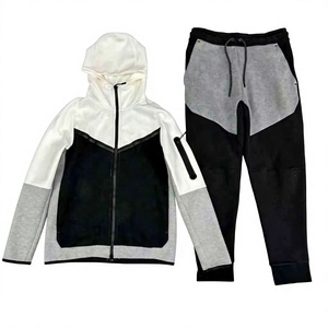 Unisex Sporty Tracksuit Full <b>Zip</b> <b>Hooded</b> Solid Casual Pants Set Regular Fit Winter Cotton Material Lightweight - Product Image 3